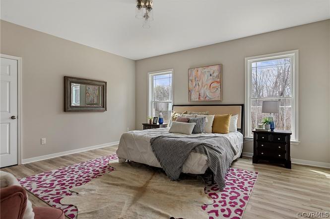 Completed first-floor primary bedroom in a Sapphire Construction home